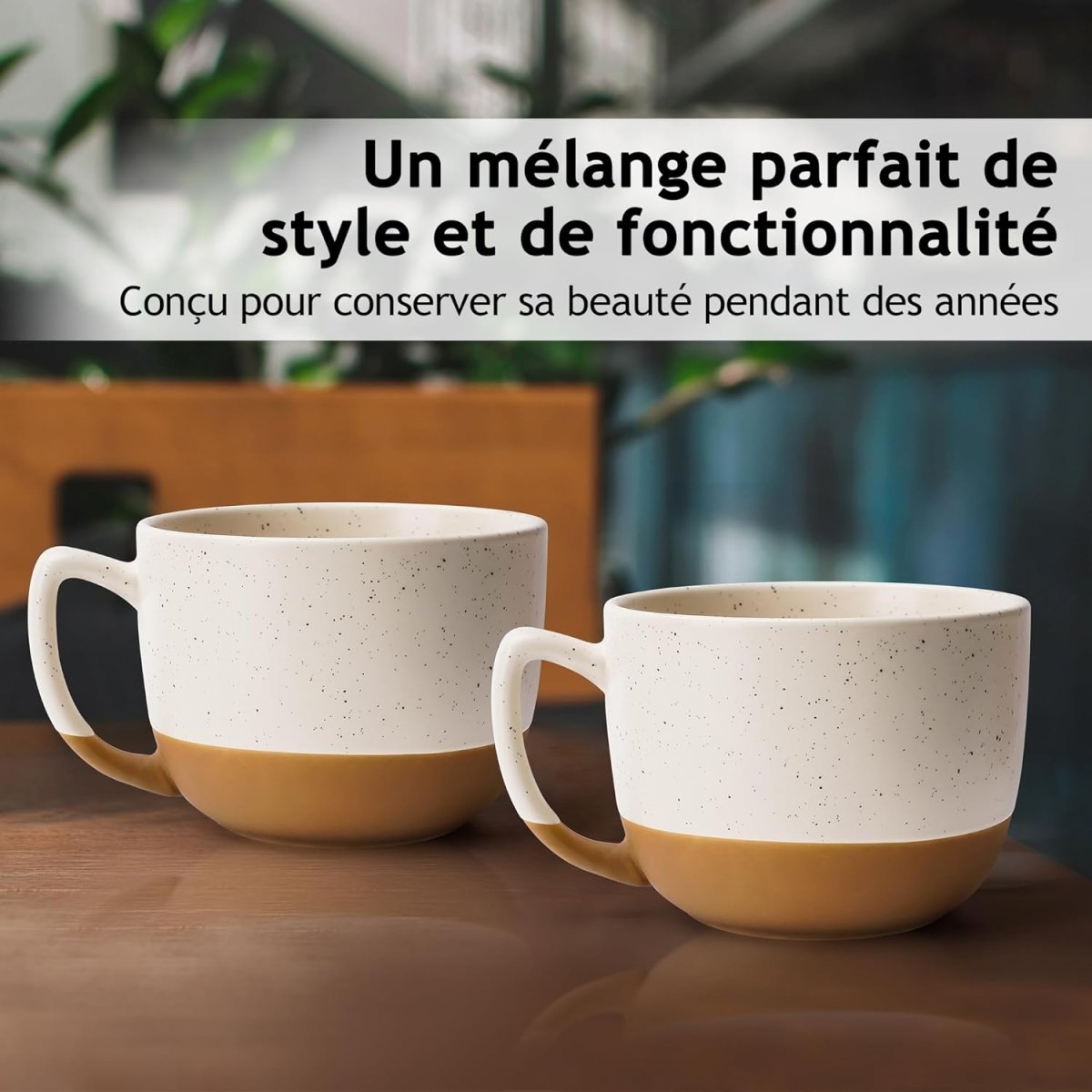 Ensemble de 4 tasses à latte en céramique de 450 ml - Ensembles de mugs - Librairie du Grimoire Ancien