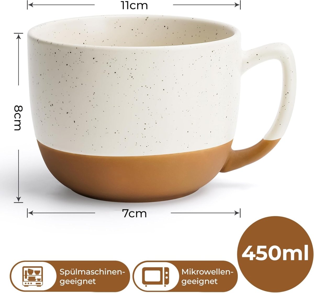 Ensemble de 4 tasses à latte en céramique de 450 ml - Ensembles de mugs - Librairie du Grimoire Ancien