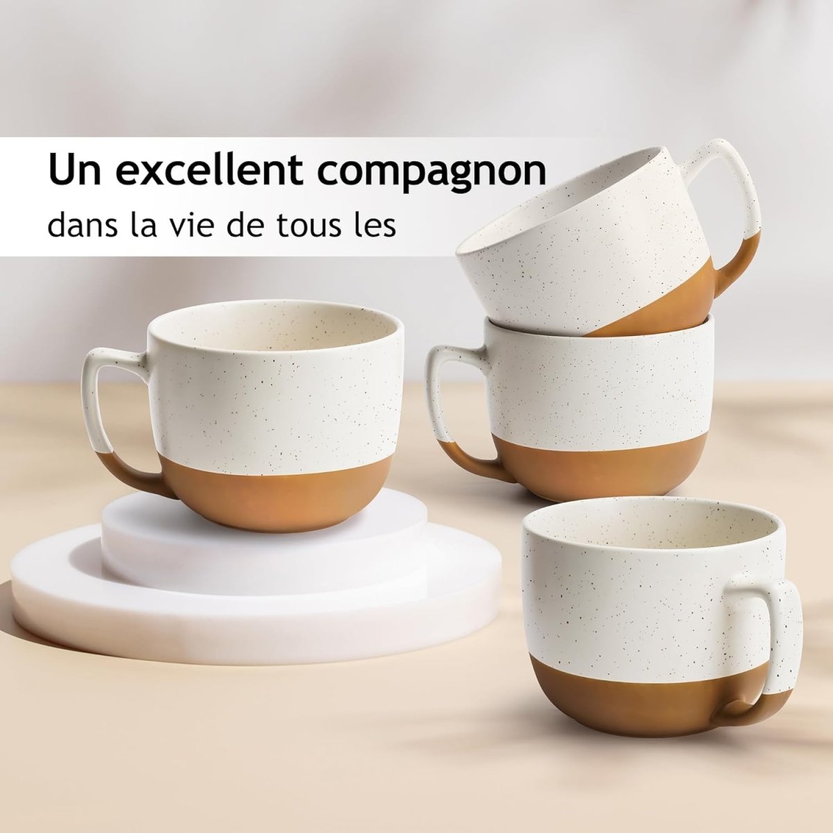 Ensemble de 4 tasses à latte en céramique de 450 ml - Ensembles de mugs - Librairie du Grimoire Ancien