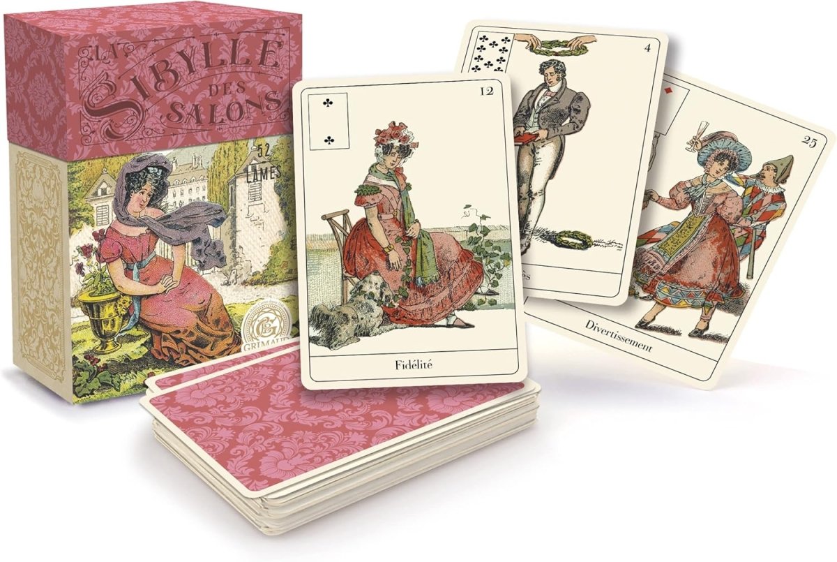 Grimaud - La Sibylle des Salons – Oracle divinatoire - Coffret de 67 Cartes fabriquées en France - Fiche Mots clés et vidéo explicative incluses - Cartomancie - Jeux de cartes à jouer - Librairie du Grimoire Ancien