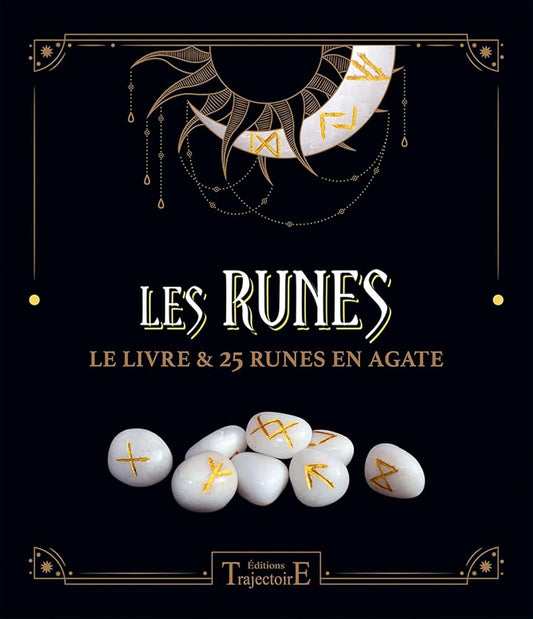 Les Runes - Le livre & 25 runes en agate - Coffret - Bruno Liévin - Librairie du Grimoire Ancien