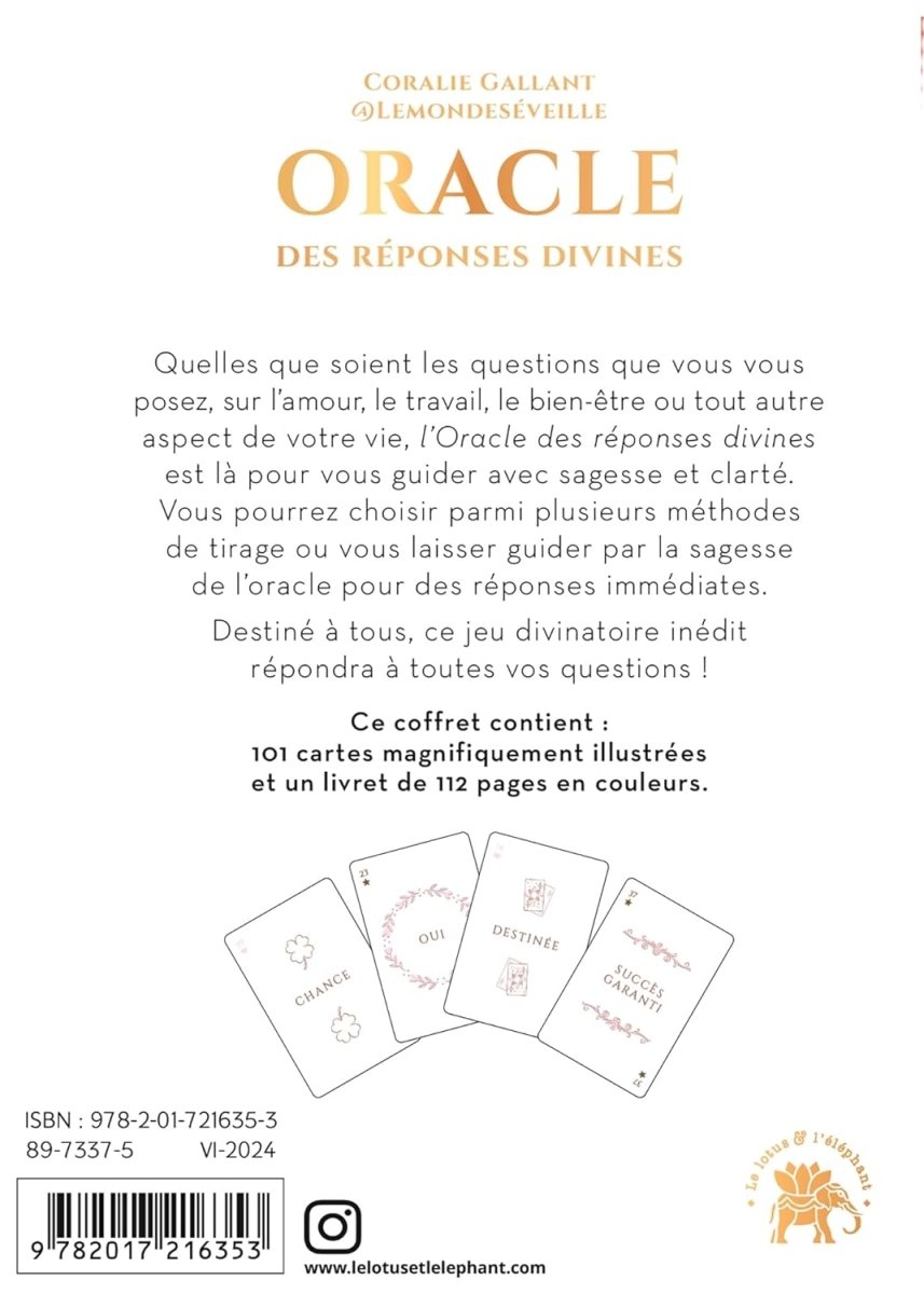 Oracle des réponses divines : 101 cartes pour répondre à toutes vos questions - oracle - Librairie du Grimoire Ancien