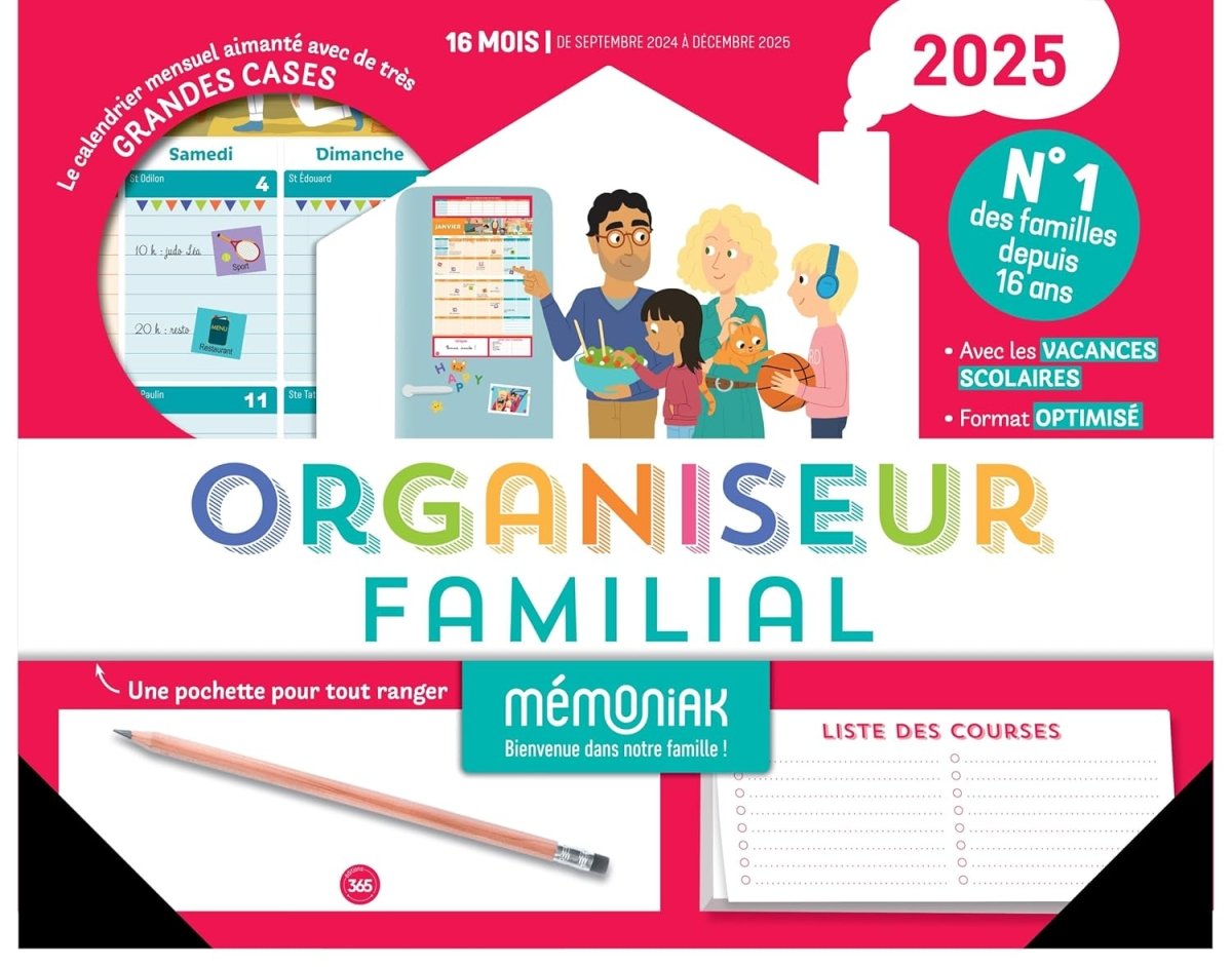 Organiseur familial Mémoniak (sept. 2024 - déc. 2025) - Calendrier - Librairie du Grimoire Ancien