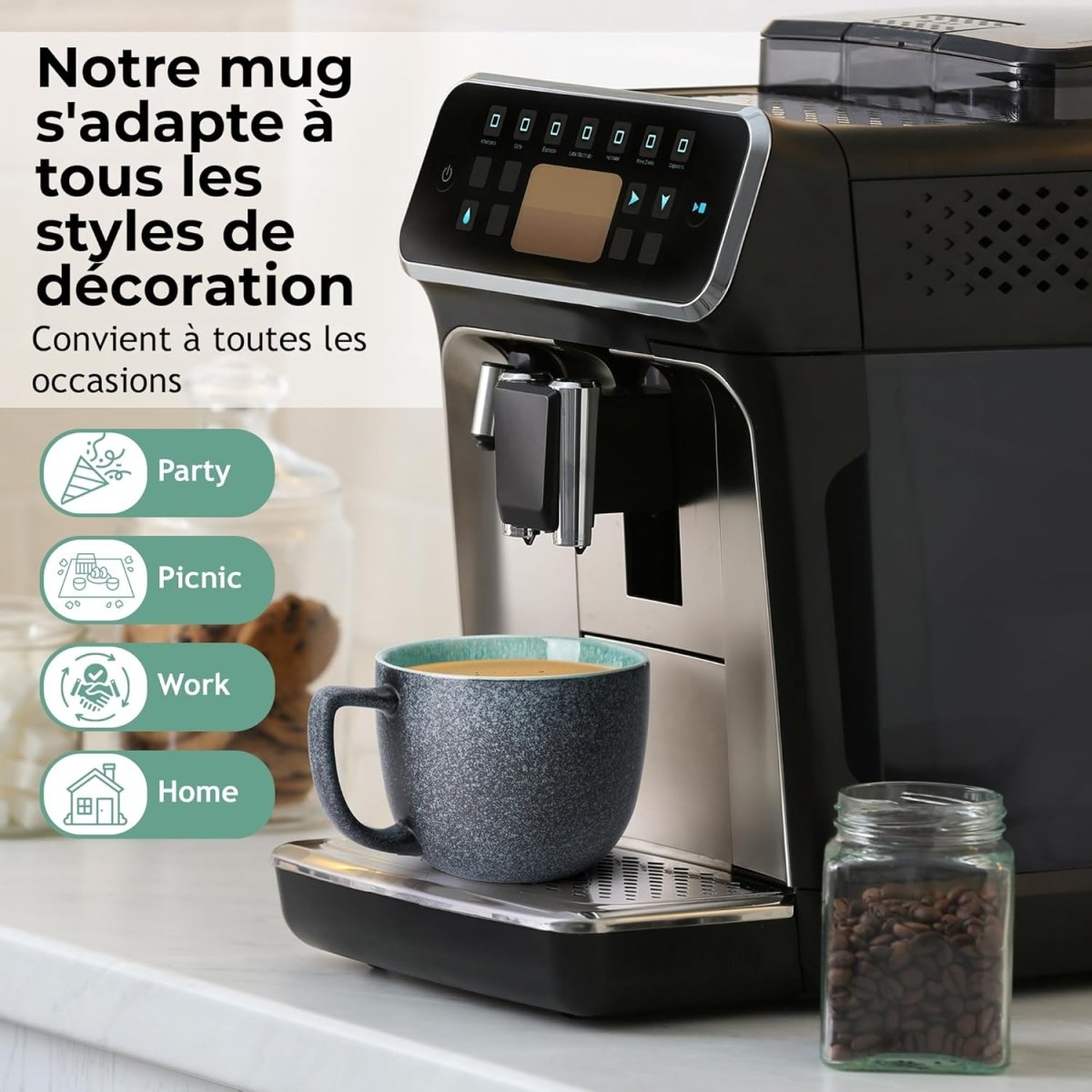 Tasses 6 x 470 ml café ou thé - en grès moderne - Ensembles de mugs - Librairie du Grimoire Ancien