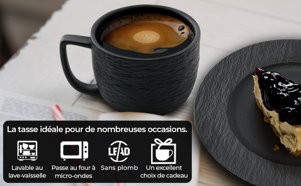 Tasses à café 450 ml/set de 4 tasses - Tasse en céramique pour le café, le latte, le cappuccino et le thé - Collection Oasis - Tasses à cappuccino - Librairie du Grimoire Ancien