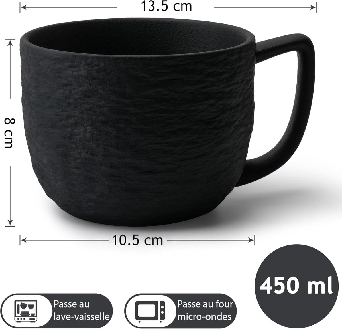 Tasses à café 450 ml/set de 4 tasses - Tasse en céramique pour le café, le latte, le cappuccino et le thé - Collection Oasis - Tasses à cappuccino - Librairie du Grimoire Ancien